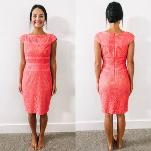 Coral Lace Overlay Dress